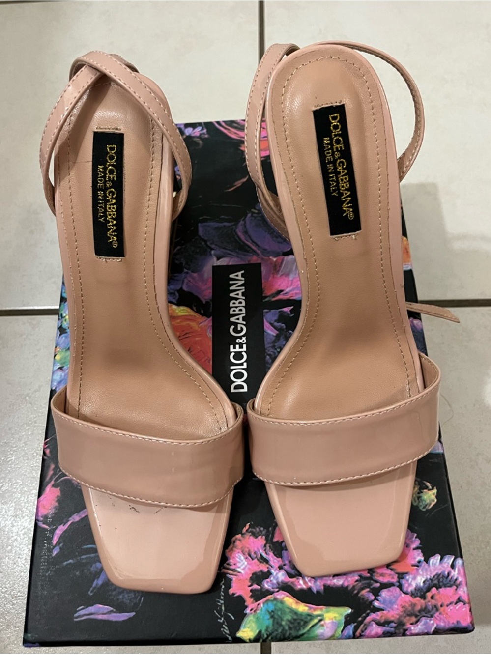 Dolce & Gabbana Blush Leather Slingback Heels